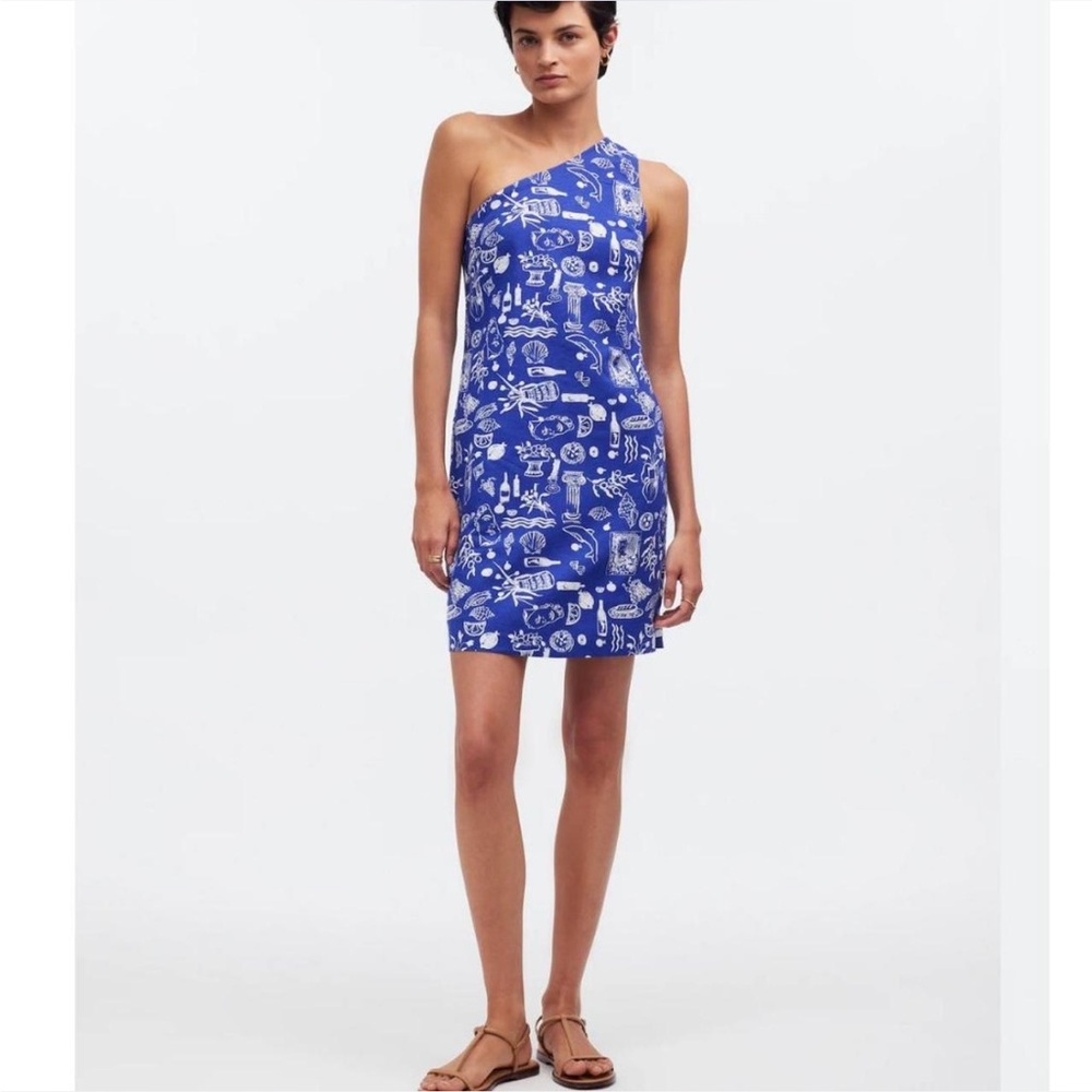 Madewell x Lisa Says Gah one shoulder mini dress